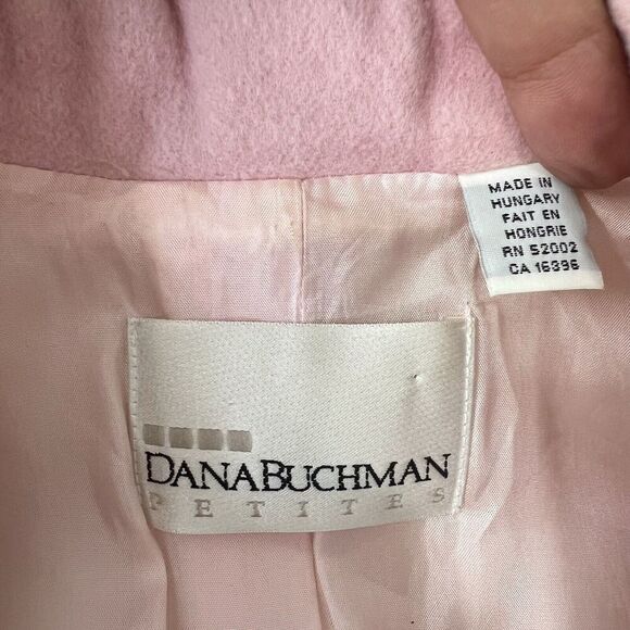 Dana Buchman Petite Blazer Size 12P Pink Wool Angora Blend Gold Buttons Lined - Picture 8 of 14